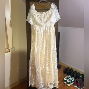 Baltic Born Leon Off Shoulder Maxi Dress Off white